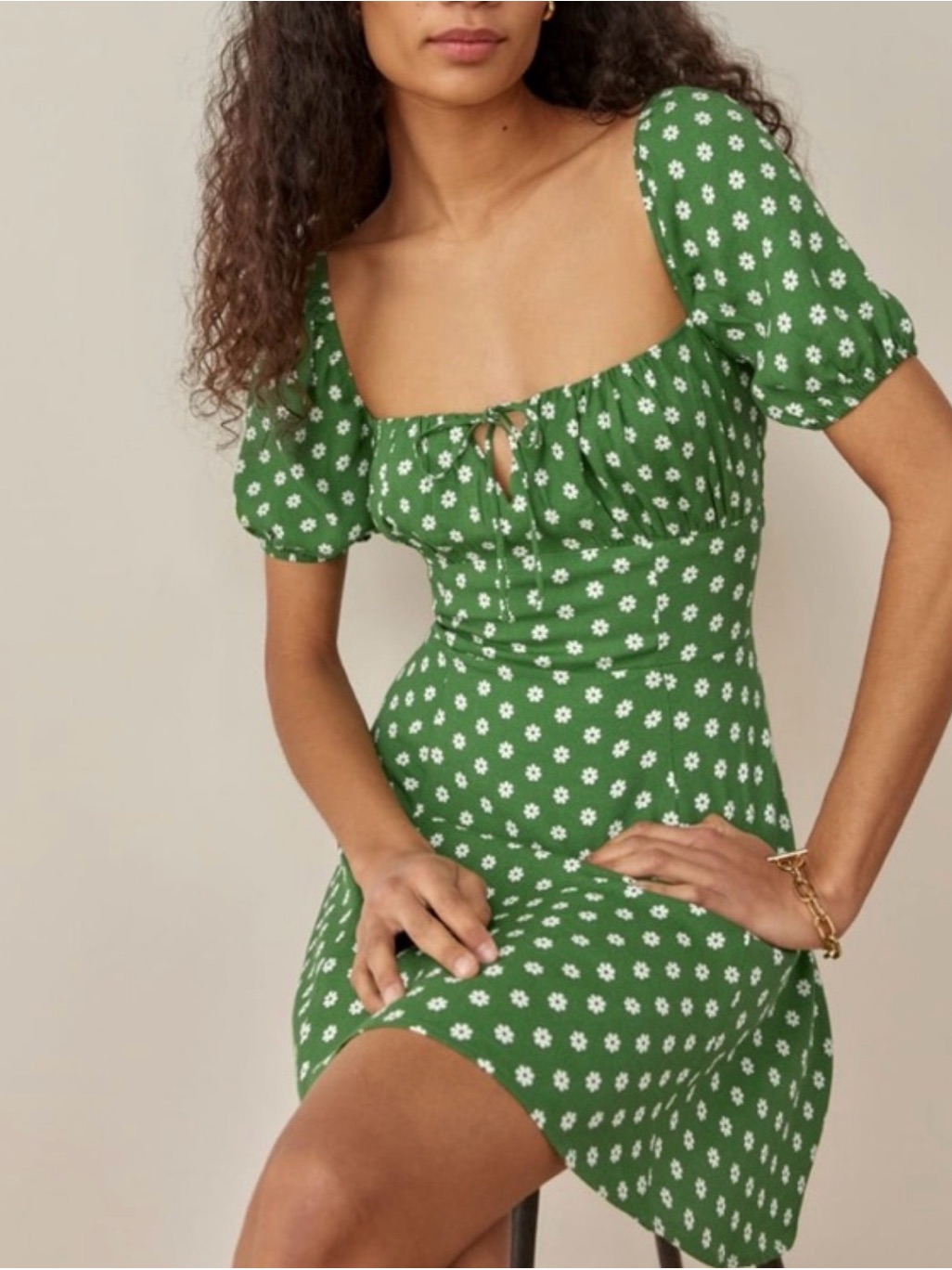 Reformation Corbin Floral Dress In Hannah Green